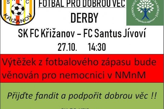 Přijďte se podívat na derby do Křižanova a podpořte dobrou věc