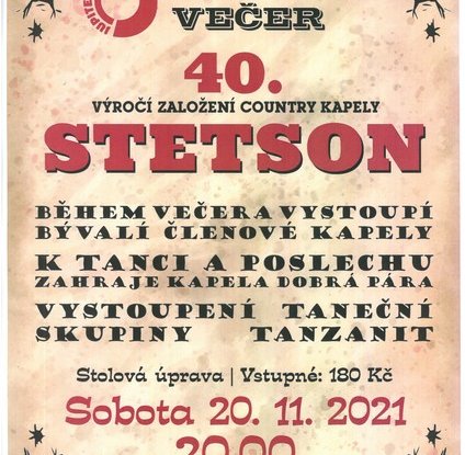 Taneční večer Stetson se tento víkend neuskuteční